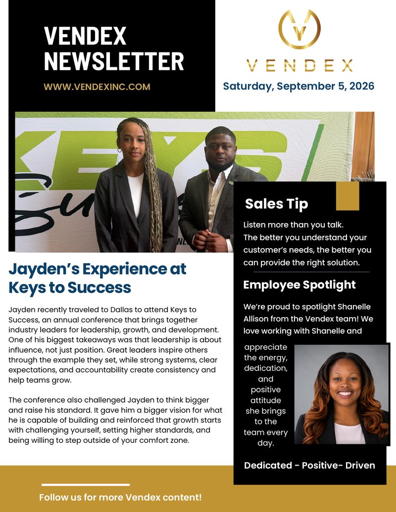 Cover of the Vendex Newsletter, September 2026